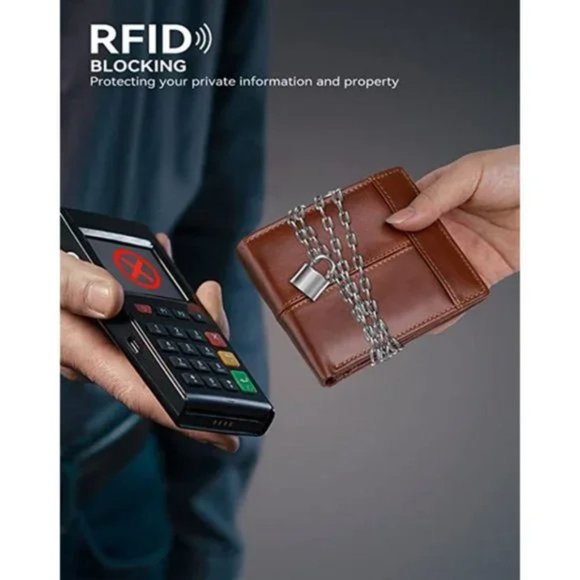 MENS Wallet RFID Genuine Leather Bifold Wallets For Men, Maroon (10 card slots) - Picture 6 of 7